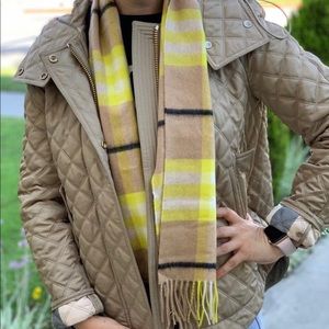 Burberry Cashmere Scarf Lemon Camel Check 100% 👍